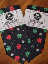 Load image into Gallery viewer, Red/Green Paws Bandana (MEDIUM)