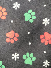 Load image into Gallery viewer, Red/Green Paws Bandana (MEDIUM)