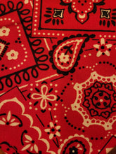 Load image into Gallery viewer, Red Paisley Bandana (EXTRA SMALL)