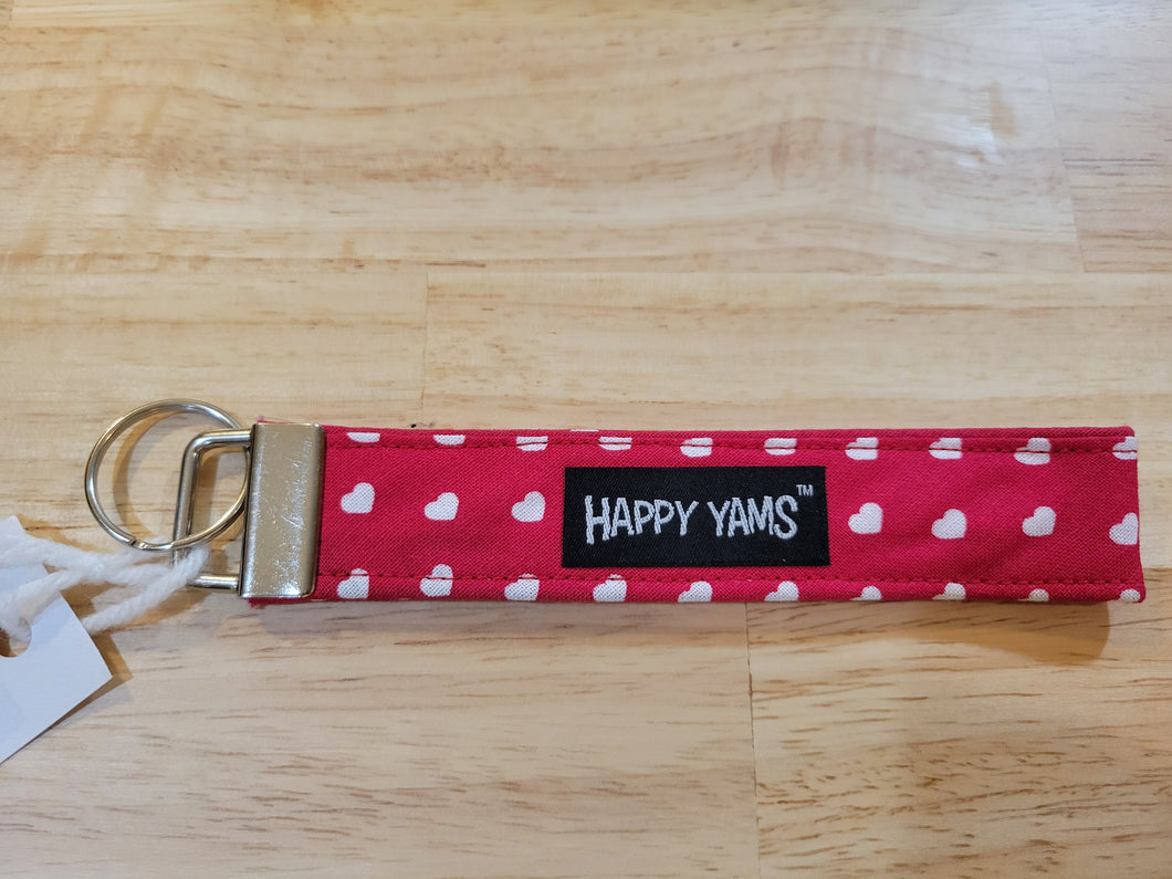 Red with White Hearts Key Fob