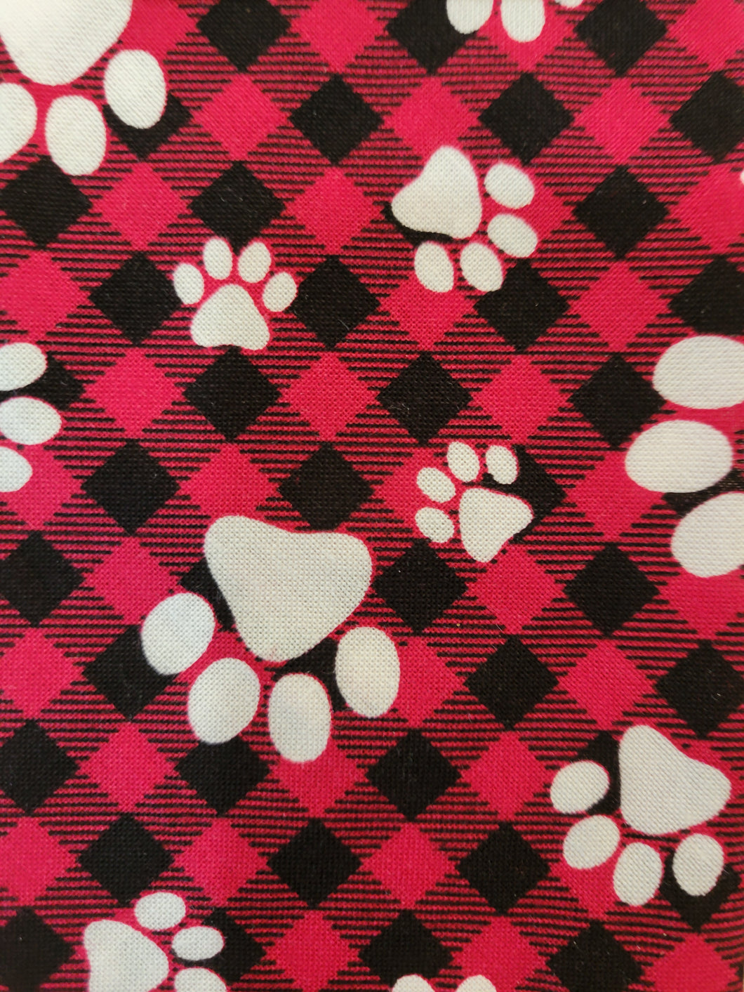 Red and Black Check with Paws Bandana (MEDIUM)