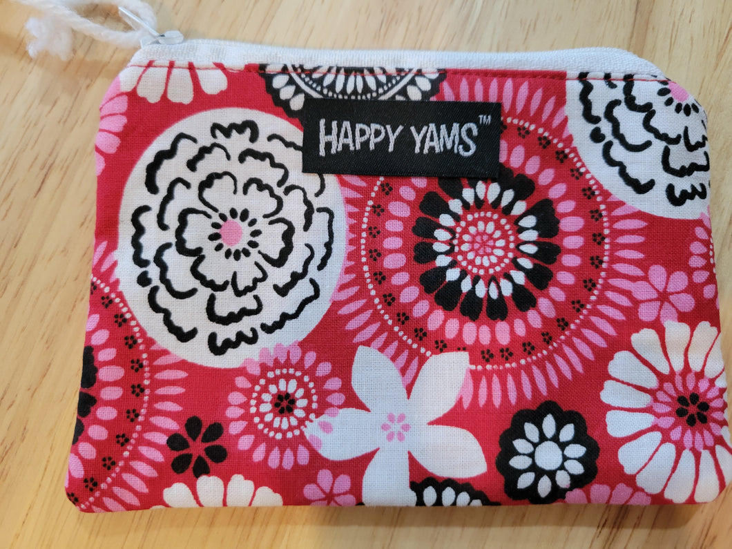 Red and Pink Flowers Zip Pouch
