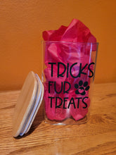 Load image into Gallery viewer, &quot;Tricks Fur Treats&quot; Bamboo Top Treat Jar
